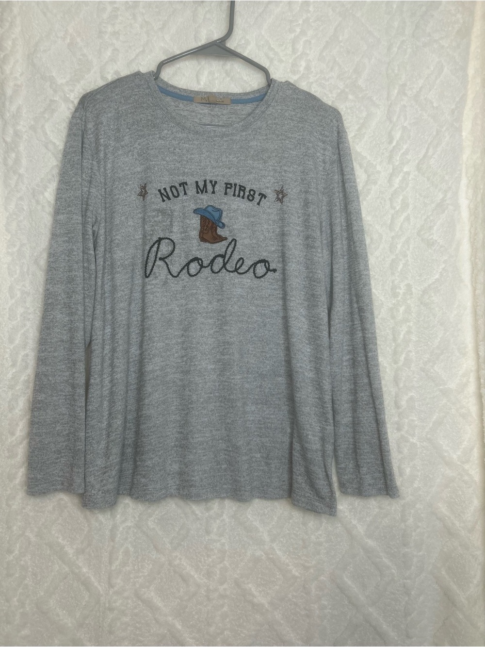 Women’s Gray 'Not My First Rodeo' Long-Sleeve Top